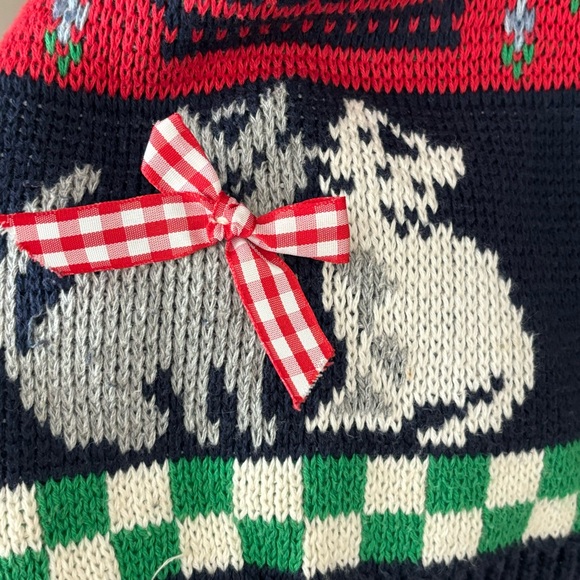 Vintage 90s Sweater Loft Cat Lover Cardigan Sweater Size Medium Petite - Picture 7 of 11